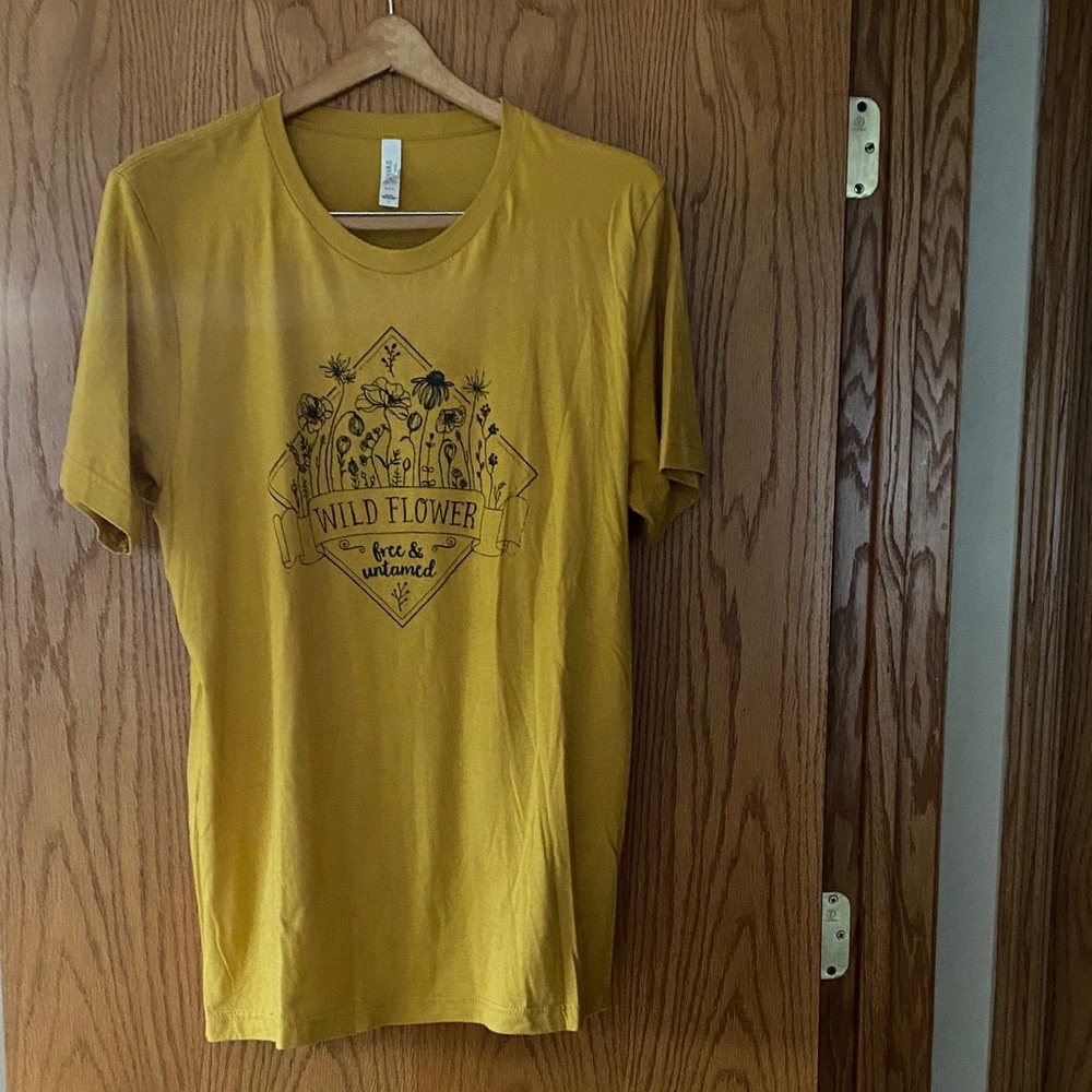 Women Mustard Yellow 'Wild Flower' Graphic T-Shirt
